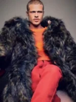 Fight Club Tyler Durden Brown Fur Jacket Front View