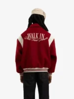 Germain Walk in Paris Varsity Jacket Back Of Full Look