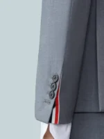 Close-up of the sleeve cuff on the Gunther Forst The Beauty Stripe Blazer.