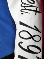 High-quality marathon inspired wool body varsity jacket.