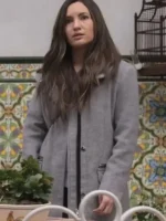 Front view of the Ivana Baquero A Widow’s Game Grey Jacket.