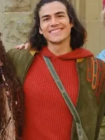 Close-up of the front closure on the Joel Oulette Green Jacket.