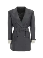 A full styling shot of the Jordan Bennett The Beauty Grey Blazer.