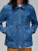 Close-up of the fabric on the Jordan Flight Heritage Denim Jacket.