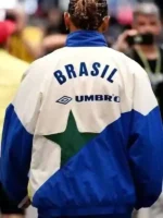 Back view of the stylish Lewis Hamilton Brazil Track Jacket.
