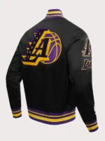 Los Angeles Lakers Mashup Rib Satin Jacket in black satin finish