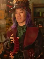 Close-up of the leather on the Maddox Hatter Leather Coat.