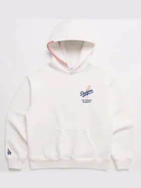 Front view of the Madhappy x MLB Dodgers White Hoodie.