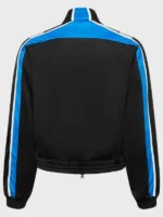 Rear view of the blue and black Martine Rose track jacket showing the contrast piping.