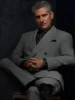 A full styling shot of the Memory of a Killer Dutch Grey Blazer.