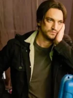 Close-up of the front closure on the Memory of a Killer Joe Black Jacket.