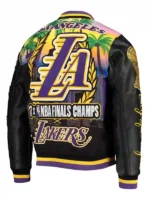 Mens Los Angeles Lakers Pro Standard Black Remix Varsity Full Zip Jacket back view
