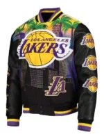 Mens Los Angeles Lakers Pro Standard Black Remix Varsity Full Zip Jacket front view