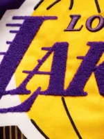 Mens Los Angeles Lakers Pro Standard Black Remix Varsity Full Zip Jacket patch detail