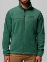 Front view of the dark green Men's Steens Mountain Full Zip Fleece Jacket.