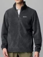 Front view of the grey Men's Steens Mountain Full Zip Fleece Jacket.