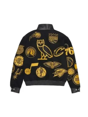 Back view of the OVO NBA Jeff Hamilton Team Icons Jacket.