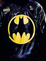 Close-up of the graphics on the OVO x Batman x The Joker Black Hoodie.