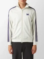 Front view of the clean Poly Smooth Track Jacket White.