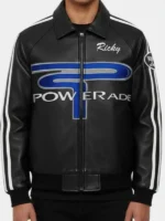 Close-up of the patches on the Ricky Bobby Talladega Nights Black Jacket.