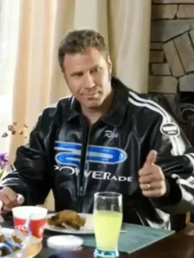 Front view of the iconic Ricky Bobby Talladega Nights Black Jacket.