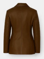 Back view of the stylish Scream 7 Isabel May Brown Leather Blazer.