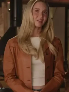 Close-up of the leather on the Scream 7 Isabel May Brown Leather Jacket.