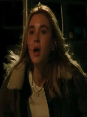 Front view of the classic Scream 7 Isabel May Green Bomber Jacket.