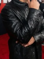 Close-up of the leather on the Scream 7 Mason Gooding Leather Jacket.