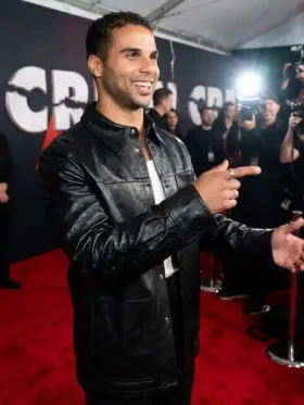 Side profile of the Scream 7 Mason Gooding Leather Jacket.