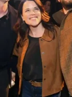 Close-up of the suede on the Scream 7 Neve Campbell Suede Jacket.