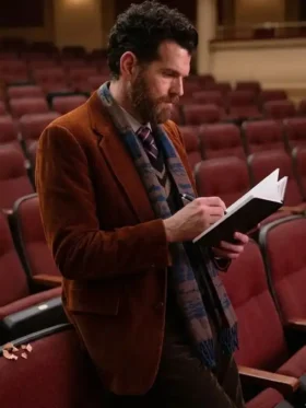 Side profile of the Scream 7 Timothy Simons Corduroy Blazer.