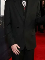 Close-up of the fabric on the Scream VI Reece Feldman Black Suit.