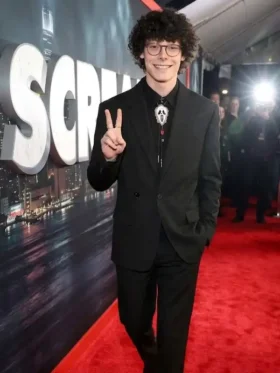 A stylish lifestyle look of the Scream VI Reece Feldman Black Suit.