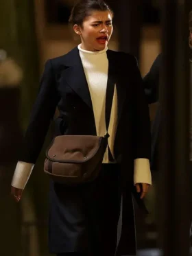 Front view of the classic The Drama Zendaya Black Coat.