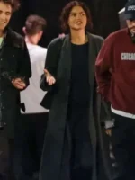 Close-up of the front closure on the Zendaya Cotton Coat.