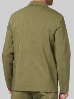 Back view of the vibrant The Drama Zendaya Green Cotton Jacket.