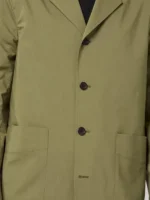 Close-up of the front closure on the Zendaya Green Cotton Jacket.