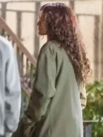 Back view of the vibrant The Drama Zendaya Green Jacket.