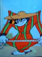 Close-up of the front closure on the Tom and Jerry Zoot Suit Costume.