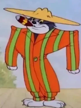 Front view of the vibrant Tom and Jerry Zoot Suit Costume.