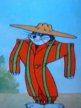 A full look at the orange and green Tom and Jerry Zoot Suit Costume.