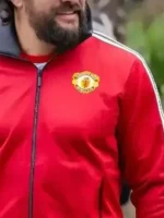 United Jason Momoa Red Track Jacket Close-Up View