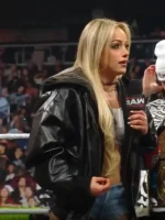 A 2026 edition black leather hooded bomber jacket inspired by the RAW is WAR era.