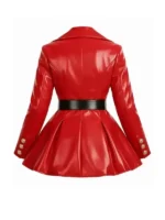 Back view of the Women Red Fit and Flared Leather Jacket.