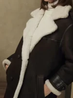 Close-up of the fabric on the Womens Oversize Merino Shearling Coat.