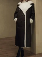 Front view of the classic Womens Oversize Merino Shearling Coat.