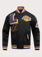Mens Pro Standard NBA Los Angeles Lakers Mashup Rib Satin Jacket front view