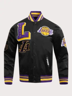 Mens Pro Standard NBA Los Angeles Lakers Mashup Rib Satin Jacket front view