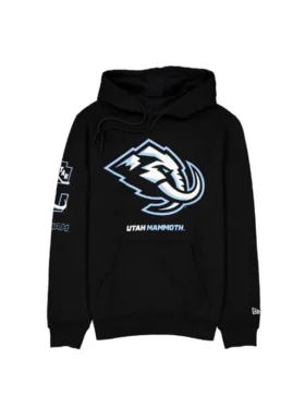 Utah Mammoth Logo Printed Black Hoodie Full Profile